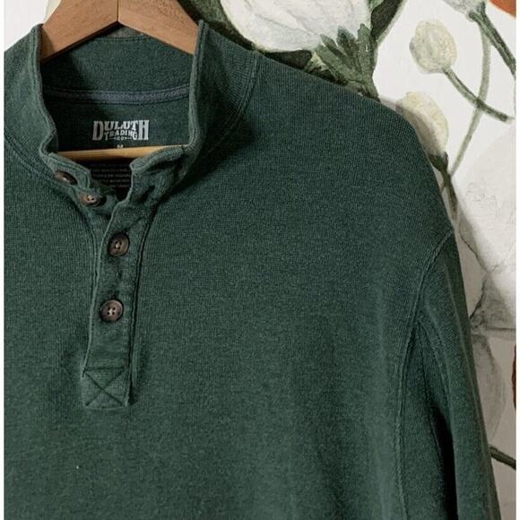 Duluth Trading Co Mens Medium Cotton Blend 1/4 Button Pullover Sweater Green - Picture 3 of 5